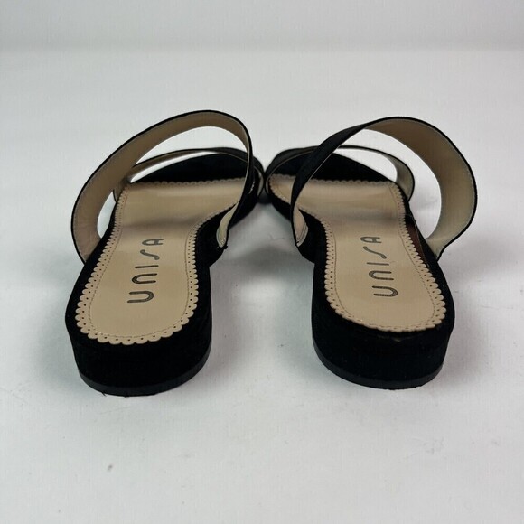 Unisa Strappy Sandal Slide sz 8.5 Black Low Block Heel Slip on - Picture 3 of 8